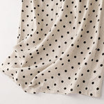 Buddha Stones Summer Polka Dot V-Neck Lace-up Women's Knee Length Dress With Pockets