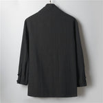 Buddha Stones Spring Casual Minimalist Solid Lapel Ramie Men's Kimono