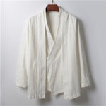 Buddha Stones Spring Casual Minimalist Solid Lapel Ramie Men's Kimono