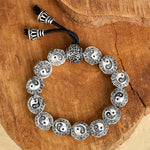 Buddha Stones Copper Bagua Yin Yang Harmony Round Bead Bracelet