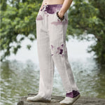 Buddha Stones Cotton Red-crowned Crane Pattern Men's Tapered Pants With Pockets