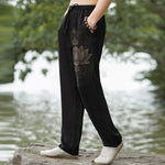 Buddha Stones Cotton Lotus Mandala Pattern Men's Tapered Pants With Pockets