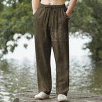 Buddha Stones Cotton Lotus Mandala Pattern Men's Tapered Pants With Pockets