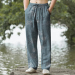Buddha Stones Cotton Geometric Tribal Pattern Men's Tapered Pants With Pockets