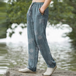 Buddha Stones Cotton Geometric Tribal Pattern Men's Tapered Pants With Pockets