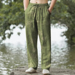 Buddha Stones Cotton Geometric Tribal Pattern Men's Tapered Pants With Pockets