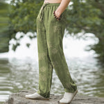 Buddha Stones Cotton Geometric Tribal Pattern Men's Tapered Pants With Pockets