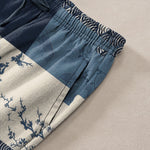 Buddha Stones Cotton Patchwork Wave Floral Pattern Men's Tapered Pants With Pockets