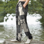 Buddha Stones Cotton Patchwork Wave Floral Pattern Men's Tapered Pants With Pockets