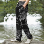 Buddha Stones Cotton Oriental Dragon Cloud Pattern Men's Tapered Pants With Pockets