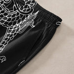 Buddha Stones Cotton Oriental Dragon Cloud Pattern Men's Tapered Pants With Pockets