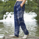 Buddha Stones Cotton Oriental Dragon Cloud Pattern Men's Tapered Pants With Pockets