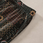 Buddha Stones Cotton Bohemian Floral Geometric Pattern Men's Tapered Pants With Pockets