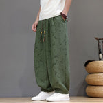 Buddha Stones Summer Casual Minimalist Drawstring Abstract Texture Pattern Ankle Pants Men's Harem Pants With Pocket