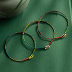 Buddha Stones Copper Coins Hand-Woven Red Multicolor String Luck Bracelet