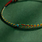 Buddha Stones Copper Coins Hand-Woven Red Multicolor String Luck Bracelet