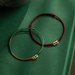 Buddha Stones Copper Coins Hand-Woven Red Multicolor String Luck Bracelet