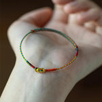 Buddha Stones Copper Coins Hand-Woven Red Multicolor String Luck Bracelet