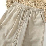 Buddha Stones Summer Casual Minimalist Drawstring Solid Cropped Pants Men's Harem Pants With Pocket