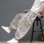 Buddha Stones Summer Casual Vintage Drawstring Floral Ankle Pants Men's Harem Pants With Pocket