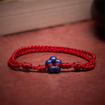 Buddha Stones Hand-Woven Flower Lapis Lazuli Red String Luck Bracelet