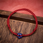 Buddha Stones Hand-Woven Flower Lapis Lazuli Red String Luck Bracelet