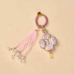 Buddha Stones Song Brocade Four Leaf Clover Fu Character Lucky Fortune Wealth Tassel Keychains