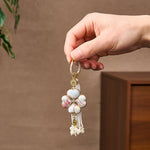 Buddha Stones Song Brocade Four Leaf Clover Fu Character Lucky Fortune Wealth Tassel Keychains