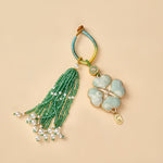 Buddha Stones Song Brocade Four Leaf Clover Fu Character Lucky Fortune Wealth Tassel Keychains