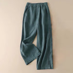 Buddha Stones Casual Plain Color Side Pleats Rayon Women's Wide Leg Pants With Pockets