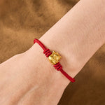 Buddha Stones Hand-Woven Red String Copper Lucky Cat Blessing Adjustable Bracelet