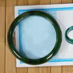 Buddha Stones Natural Hetian Cyan Jade Happiness Success Bracelet Bangle