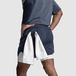 Men's Sports Fake Two-piece Double-layer Multi-pocket  Drying Sweat-wicking Breathable Causal Running Fitness Shorts