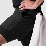 Men's fake two-piece multi-pocket quick-drying sports shorts