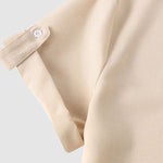 Men's Solid Color Half Button Stand Collar Short Sleeve Shirt