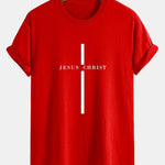 Regular Fit Jesus Christ Stripe Print Cotton T-Shirt
