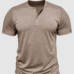 Men's solid color casual henley short-sleeved polo