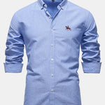 Cowboy Embroidery Cotton Oxford Button Up Shirt