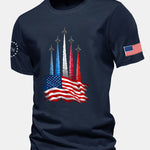 Regular Fit Fighter Jets With USA Flag Print Cotton T-Shirt