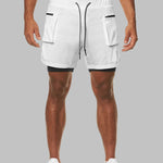 Men's fake two-piece large pocket quick-drying sports shorts