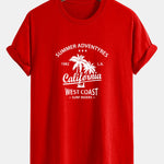 Regular Fit California Palm Tree Print Cotton T-Shirt