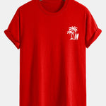 Regular Fit Palm Tree Surfboard Print Cotton T-Shirt