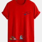 Regular Fit Dinosaurs Avoid Meteorites Print Cotton T-Shirt