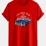 Regular Fit Car Slogan Print Cotton T-Shirt