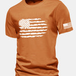 Regular Fit American Flag Print Cotton T-Shirt