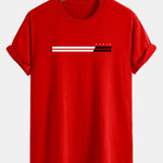 Regular Fit Paris Stripe Print Cotton T-Shirt