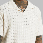 Men's solid color hollow V-neck knitted short sleeves