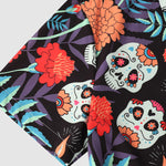 Men's Colorful Skull Flower Print Casual Short Sleeve Shirt