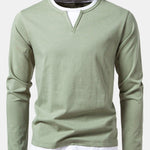 Long Sleeve 2 In 1 Notched Collar T-Shirt