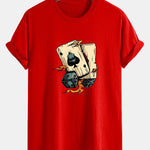 Regular Fit Dice Playing Cards Print Cotton T-Shirt
